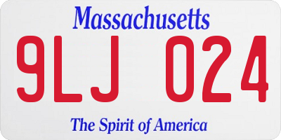 MA license plate 9LJ024