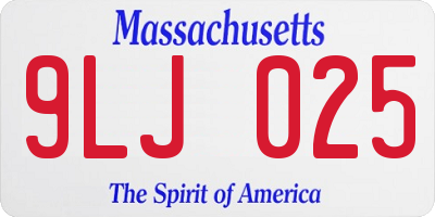 MA license plate 9LJ025