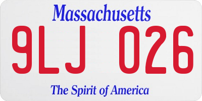 MA license plate 9LJ026