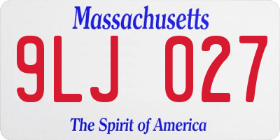 MA license plate 9LJ027