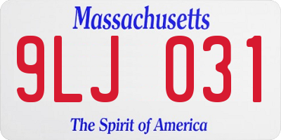 MA license plate 9LJ031