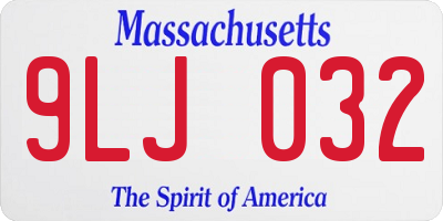 MA license plate 9LJ032