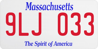 MA license plate 9LJ033