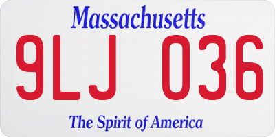 MA license plate 9LJ036