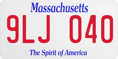 MA license plate 9LJ040
