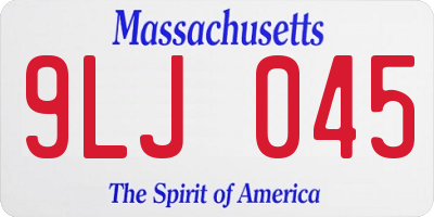 MA license plate 9LJ045