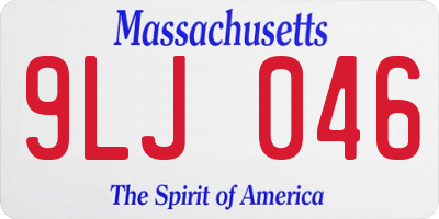 MA license plate 9LJ046