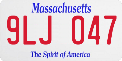 MA license plate 9LJ047
