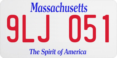 MA license plate 9LJ051