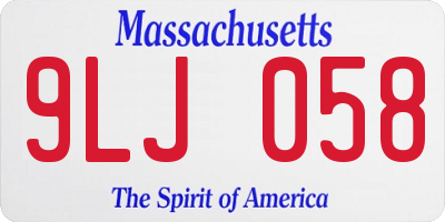 MA license plate 9LJ058