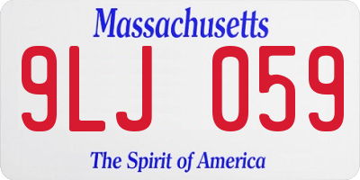 MA license plate 9LJ059