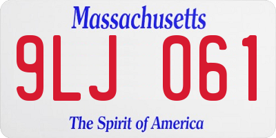 MA license plate 9LJ061