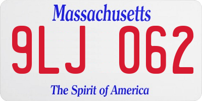 MA license plate 9LJ062