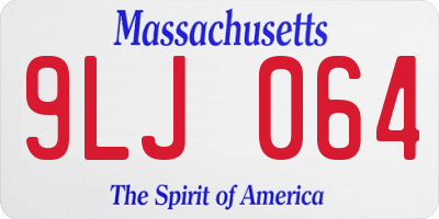 MA license plate 9LJ064