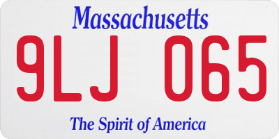 MA license plate 9LJ065