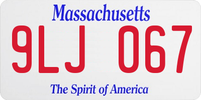 MA license plate 9LJ067