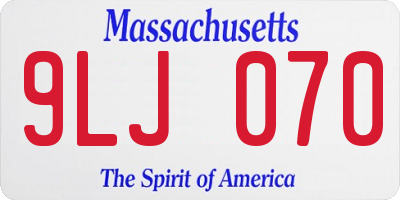 MA license plate 9LJ070