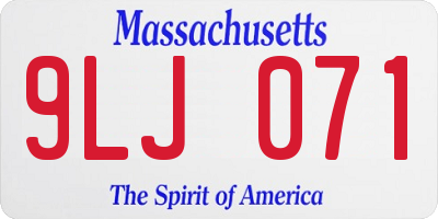 MA license plate 9LJ071