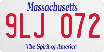 MA license plate 9LJ072