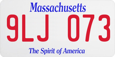 MA license plate 9LJ073