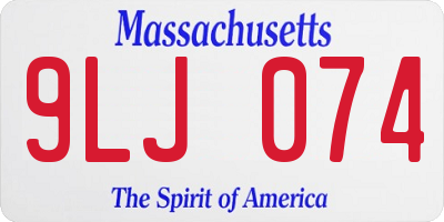 MA license plate 9LJ074