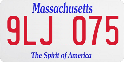 MA license plate 9LJ075