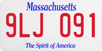 MA license plate 9LJ091