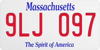 MA license plate 9LJ097