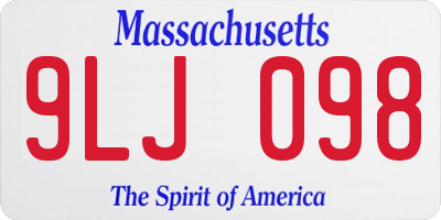 MA license plate 9LJ098