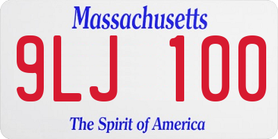 MA license plate 9LJ100