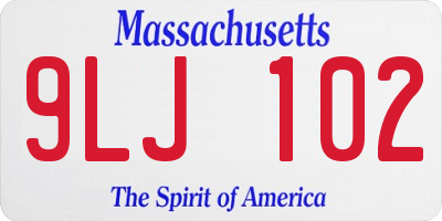 MA license plate 9LJ102