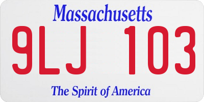 MA license plate 9LJ103