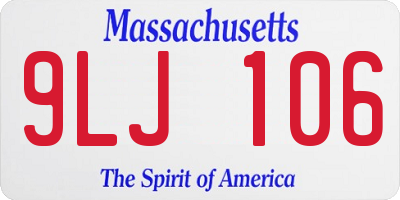 MA license plate 9LJ106