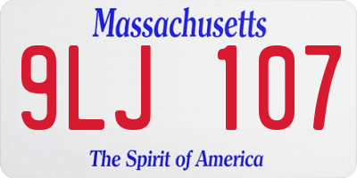 MA license plate 9LJ107