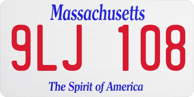 MA license plate 9LJ108