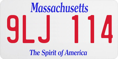 MA license plate 9LJ114