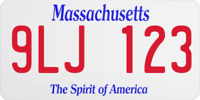MA license plate 9LJ123