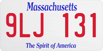 MA license plate 9LJ131