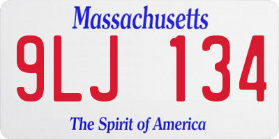 MA license plate 9LJ134