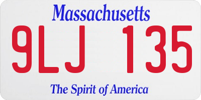 MA license plate 9LJ135
