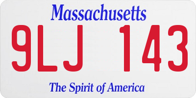 MA license plate 9LJ143