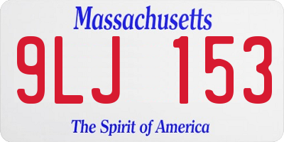 MA license plate 9LJ153