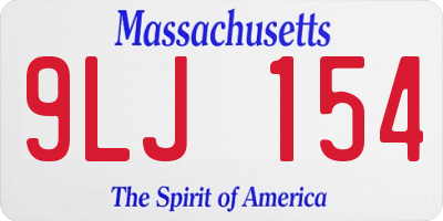 MA license plate 9LJ154