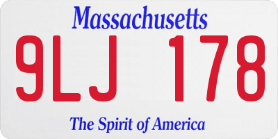 MA license plate 9LJ178
