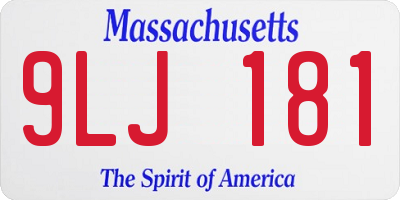 MA license plate 9LJ181