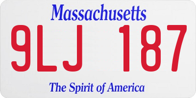 MA license plate 9LJ187