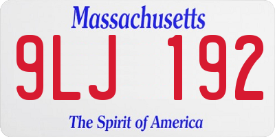 MA license plate 9LJ192