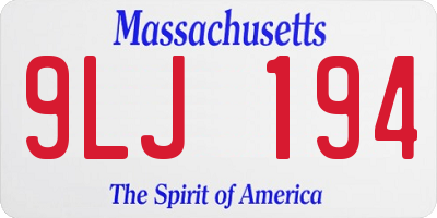 MA license plate 9LJ194