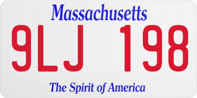 MA license plate 9LJ198