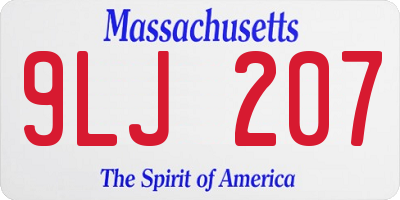 MA license plate 9LJ207